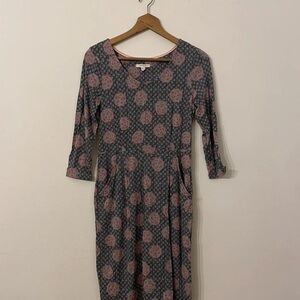 Bershka Long Sleeve Dress with Pink Floral Pattern